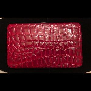 🎬 FINAL MARKDOWN!  Alligator Burgundy Clutch, Gun Metal Hardware NWOT